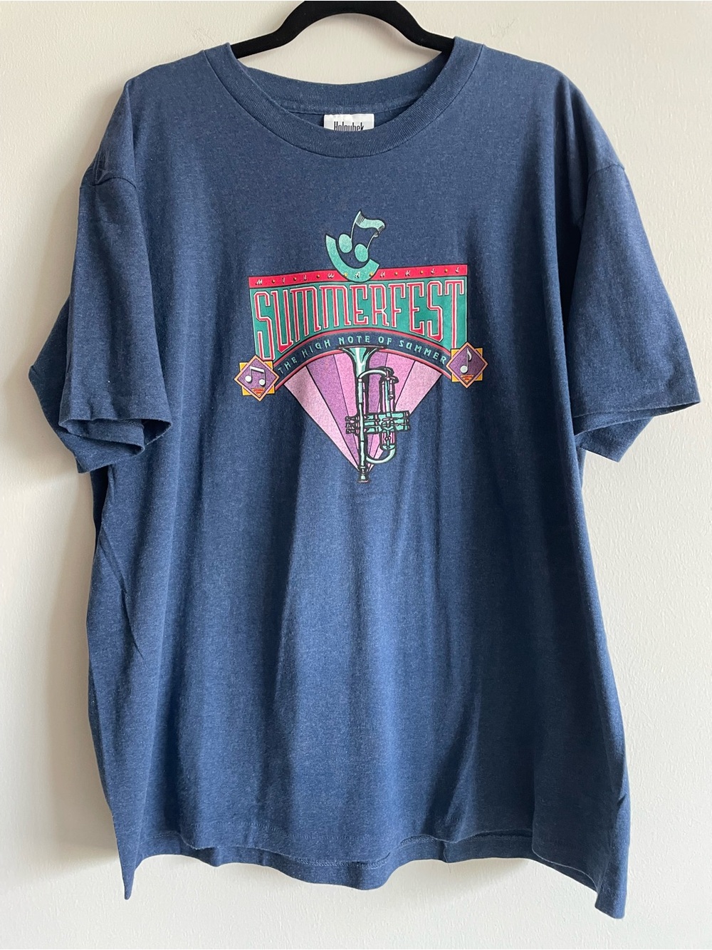 Vintage 90s Summerfest Graphic T-Shirt Trumpet 1994 Single Stitch Milwaukee XL